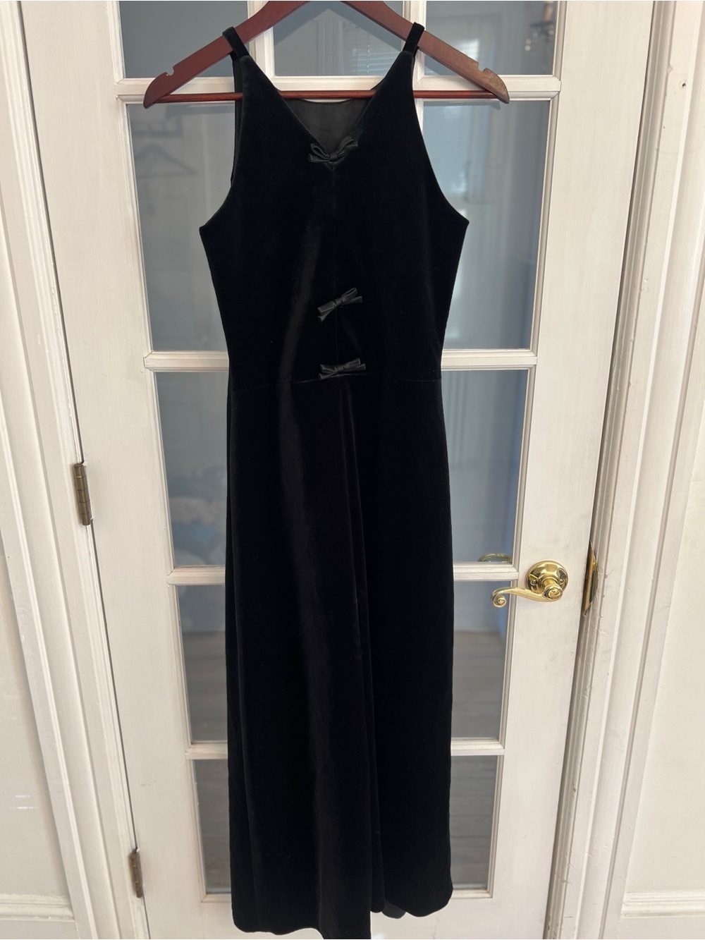 LAUNDRY by Shelli Segal Women's Black Velvet Bow Detail Sleeveless Maxi Dress